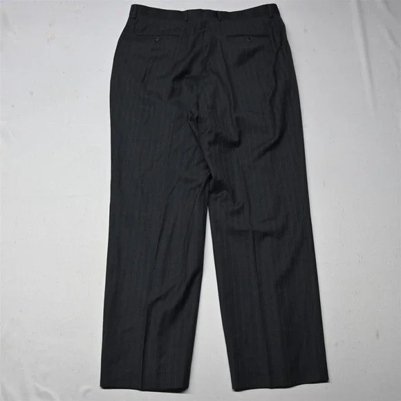 Bachrach 44L 36x32 Gray Stripe 100% Wool Mens Jacket Pants‎ Suit